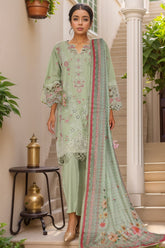 Bin Saeed Stitched 3 Piece Luxury Plain Cotton Vol-03 Collection-LF-1717-Pista